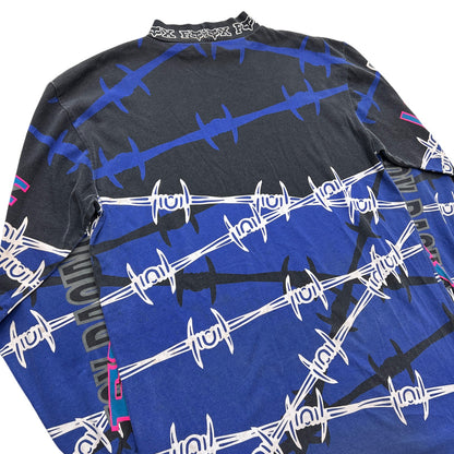 Fox Racing "Image" Graphic Jersey Shirt Blue/Black Barbed Wire Print Size L