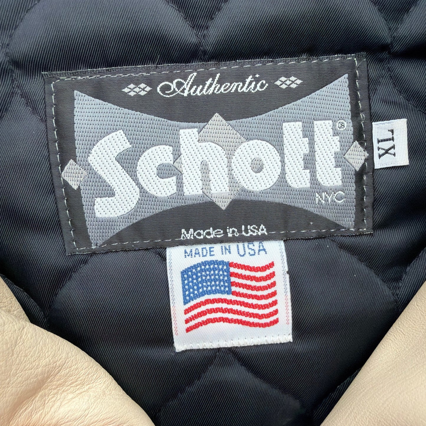 Schott NYC Formula One Racing Leather Jacket Blue/Cream Size 1X Made in USA