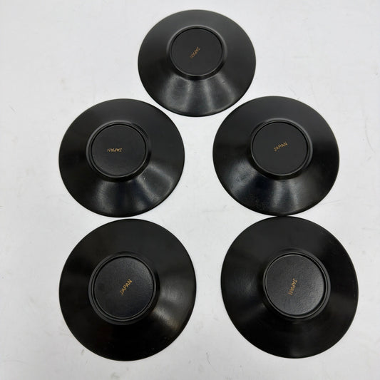 Vintage Japan Black Lacquerware Round Coasters 4.75 in Diameter Lot of 5
