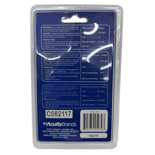 Lithonia Lighting OQHL 100 Halogen T4 G8 100W 120V Light Bulbs 2-Pack