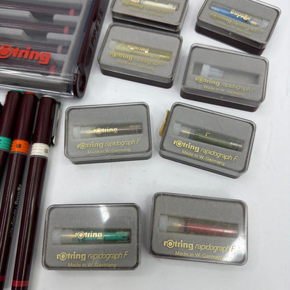 rOtring Rapidograph F Technical Pen Set w/ Case, Tips & Accessories