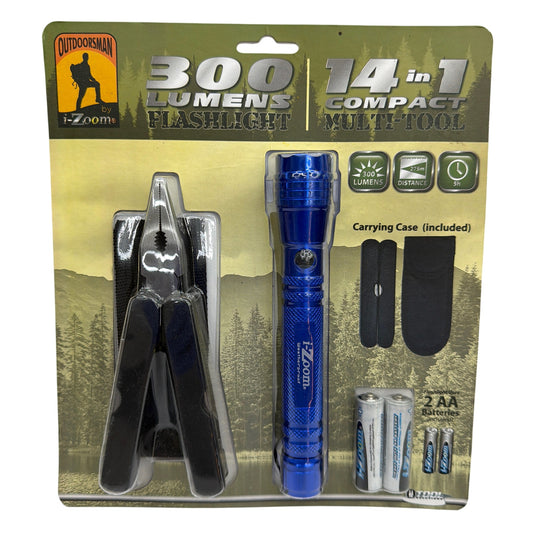Outdoorsman by i-Zoom 300 Lumen Flashlight and 14-in-1 Compact Multi-Tool Kit FL