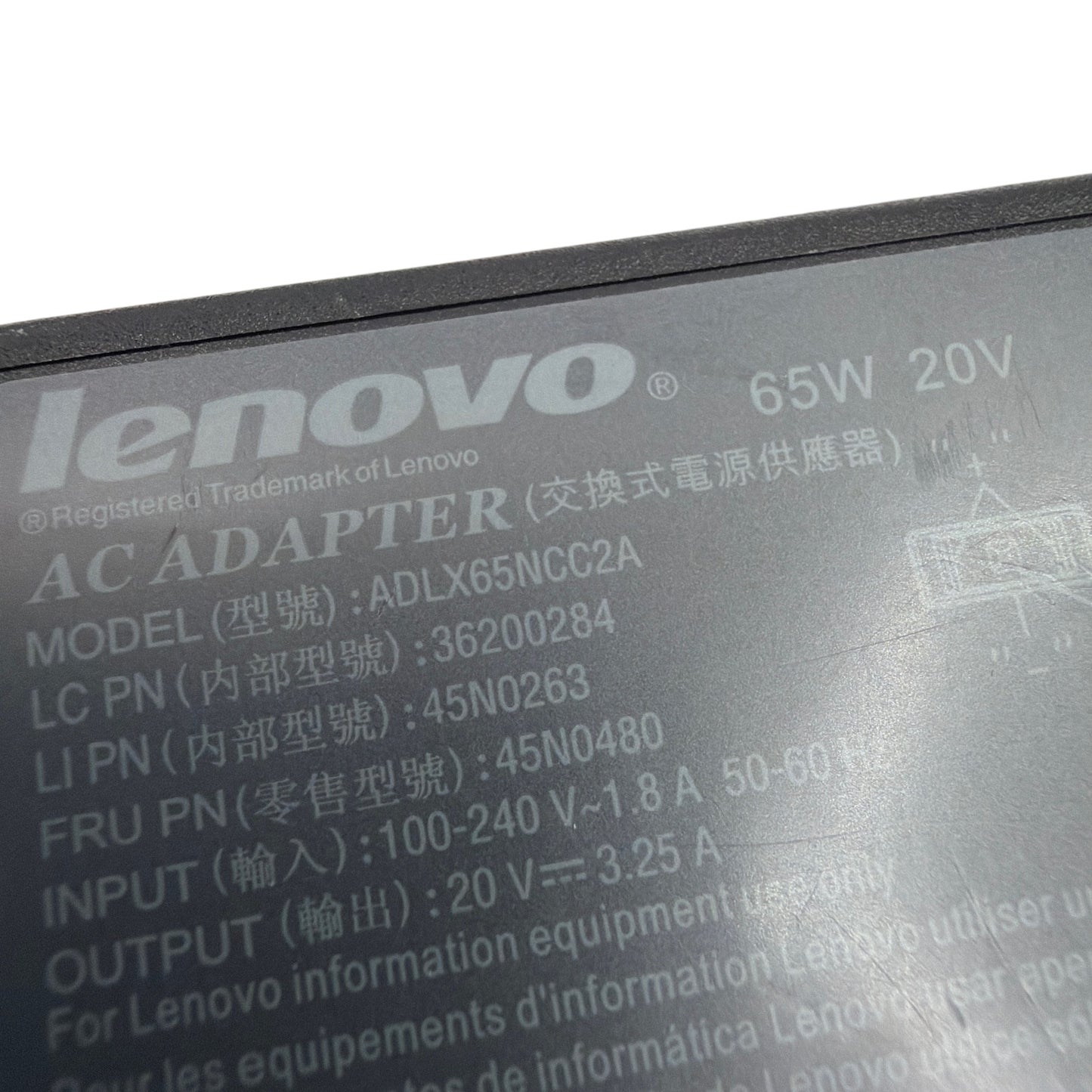Lenovo 65W 20V AC Adapter Charger ADLX65NCC2A 45N0480 Rectangular Slim Tip