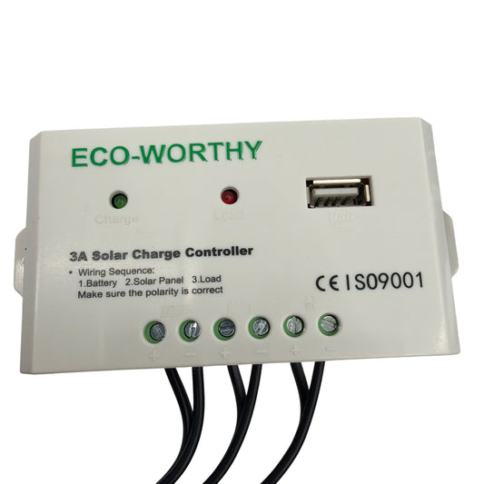 ECO-WORTHY 3A Solar Charge Controller with USB Port