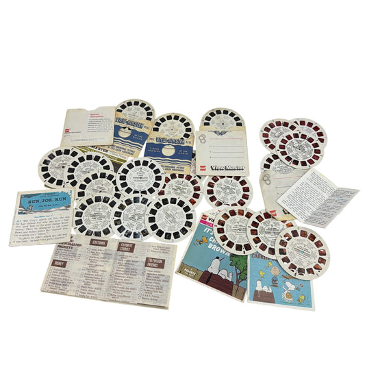 Vintage GAF View-Master Reel Lot Peanuts Charlie Brown, Herbie, Pluto + Sleeves