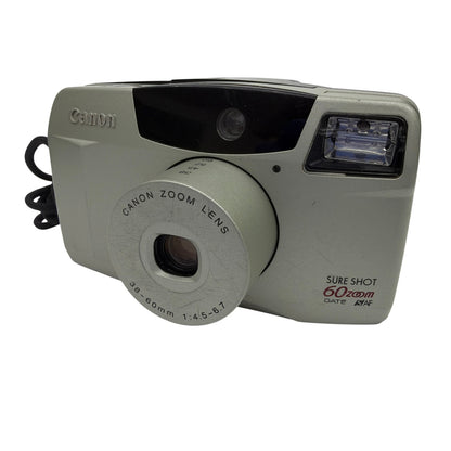 Canon Sure Shot 60 Zoom Date 35mm Point and Shoot Film Camera 38-60mm Silver