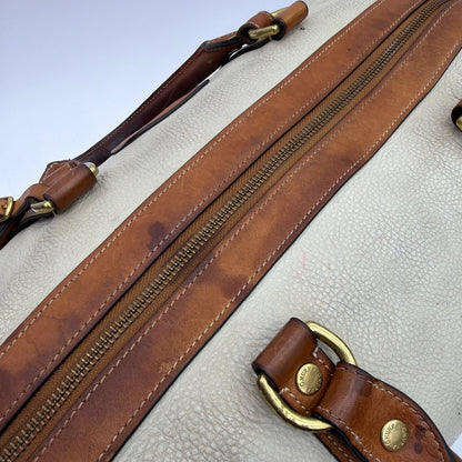 Ghurka Cavalier II No. 97 Weekender Duffel Bag Cream Leather Tan Trim