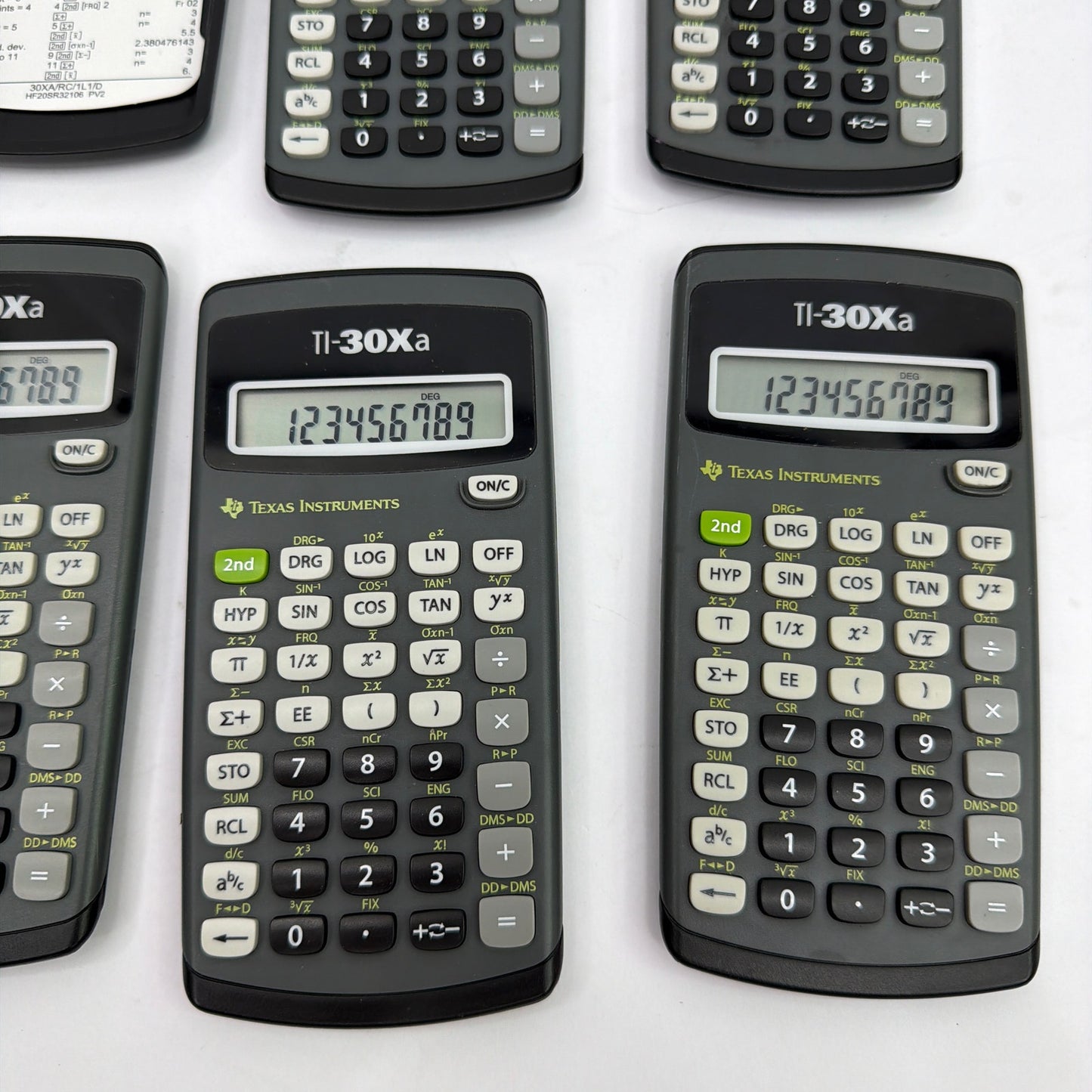 Lot of 5 Texas Instruments TI-30Xa Scientific Calculators with 3 Slide Covers