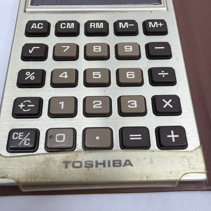 Toshiba LC-847 Solar Liquid Crystal Pocket Calculator With Brown Case Tested