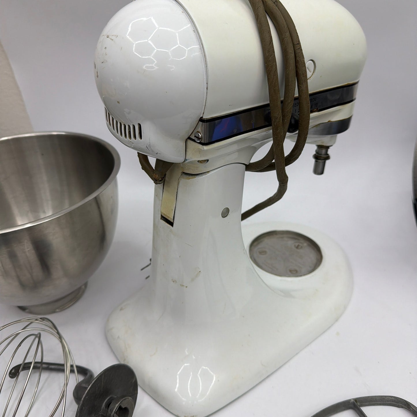Vintage KitchenAid Hobart K45 Tilt-Head Stand Mixer White Parts/Repair with Bowl