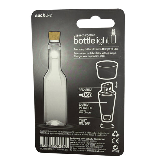 Suck UK USB Rechargeable Bottle Light LED Cork LIGHTBOTTLE1 New