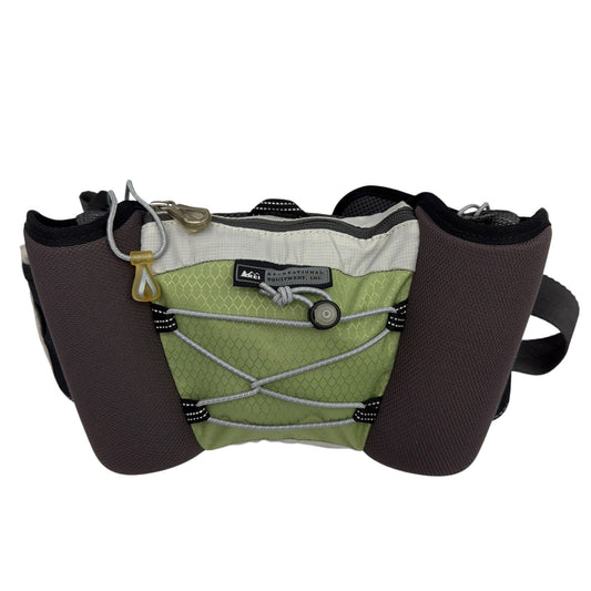 REI Hydration Waist Belt Pack w/ Dual Bottle Holders Green Gray