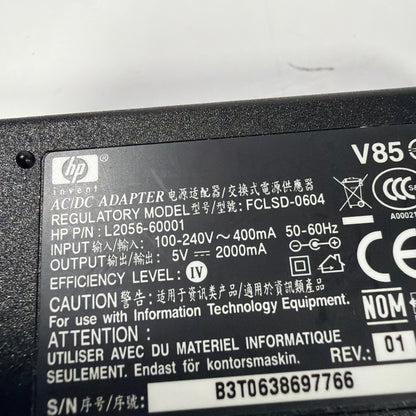 HP L2056-60001 5V 2A AC/DC Power Adapter FCLSD-0604 with AC Cord