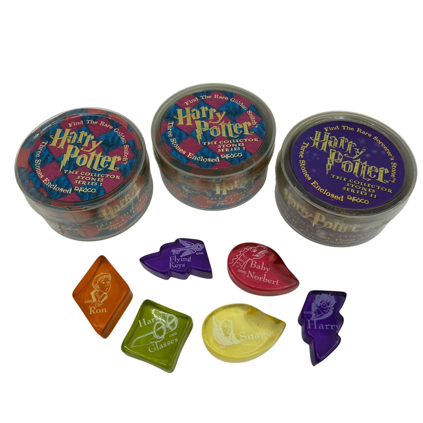 Enesco Harry Potter Collector Stones Series I and II Lot of 6 Stones with 3 Tins