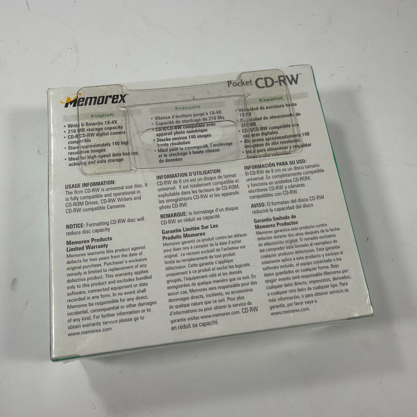 Memorex Pocket CD-RW Mini Discs 8cm 210MB 24min 4X 5-Pack Sealed