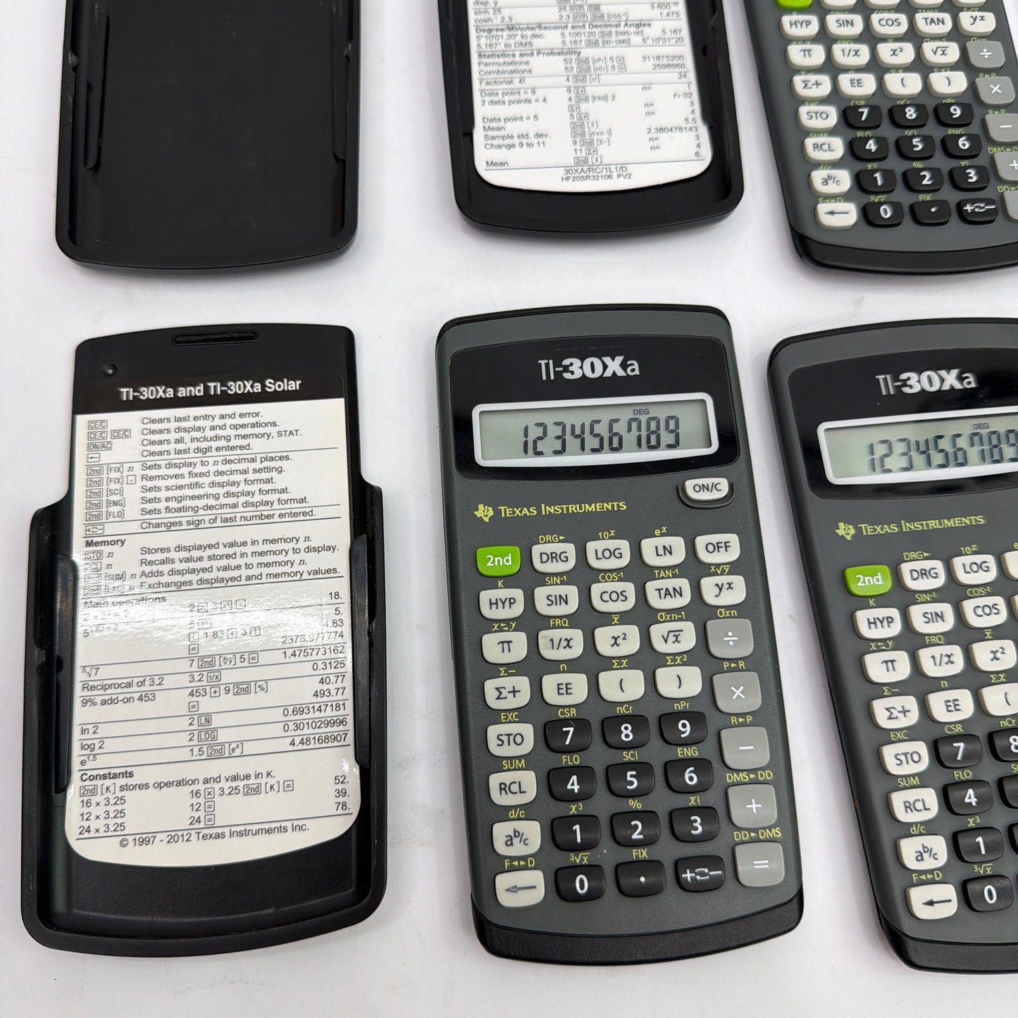 Lot of 5 Texas Instruments TI-30Xa Scientific Calculators with 3 Slide Covers