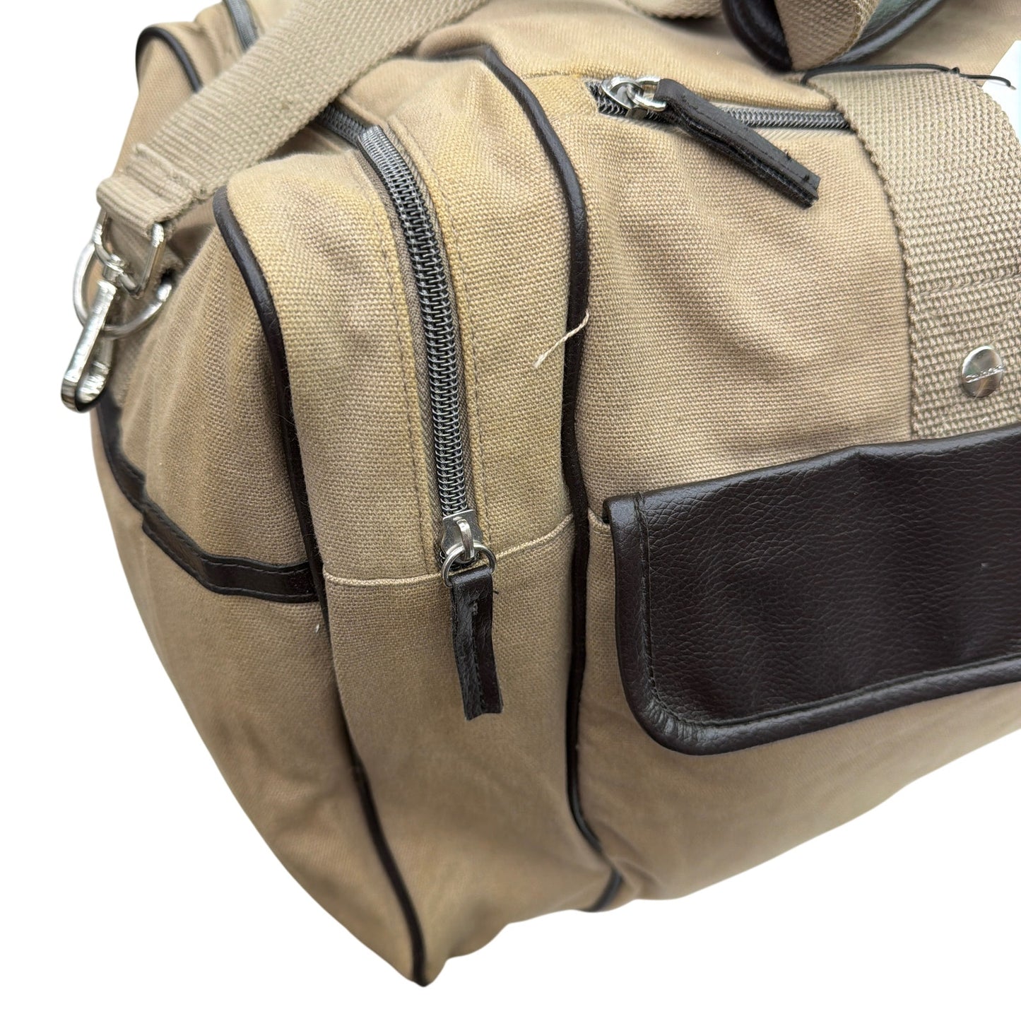 Calvin Klein Tan Canvas Travel Duffle Bag with Black Trim Gift With Purchase