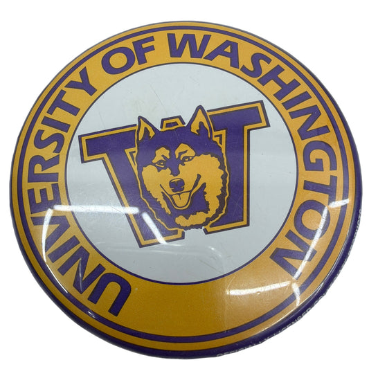 Vintage University of Washington Huskies WinCraft 3.5" Pinback Button PurpleGold