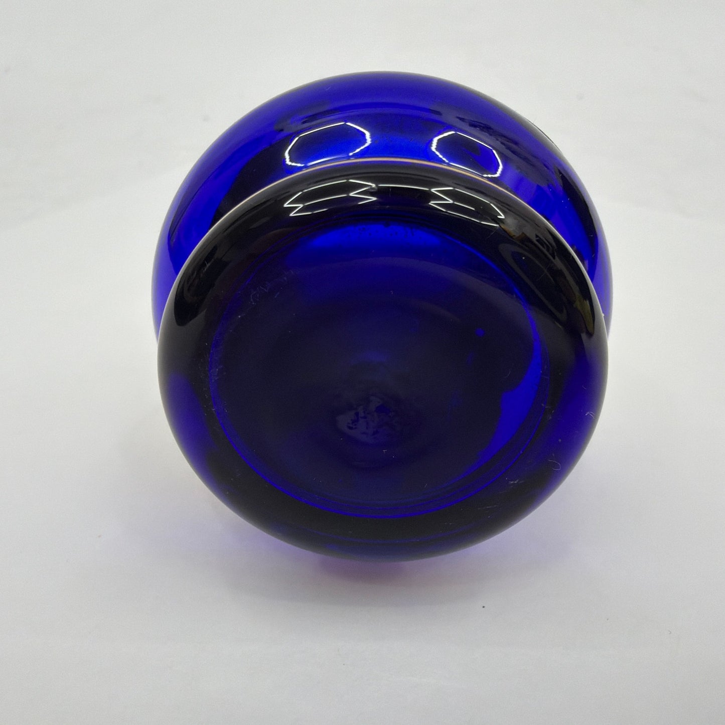 Bohemia Glass Czechoslovakia Cobalt Blue Gold Enamel Floral Bud Vase 3.5 in