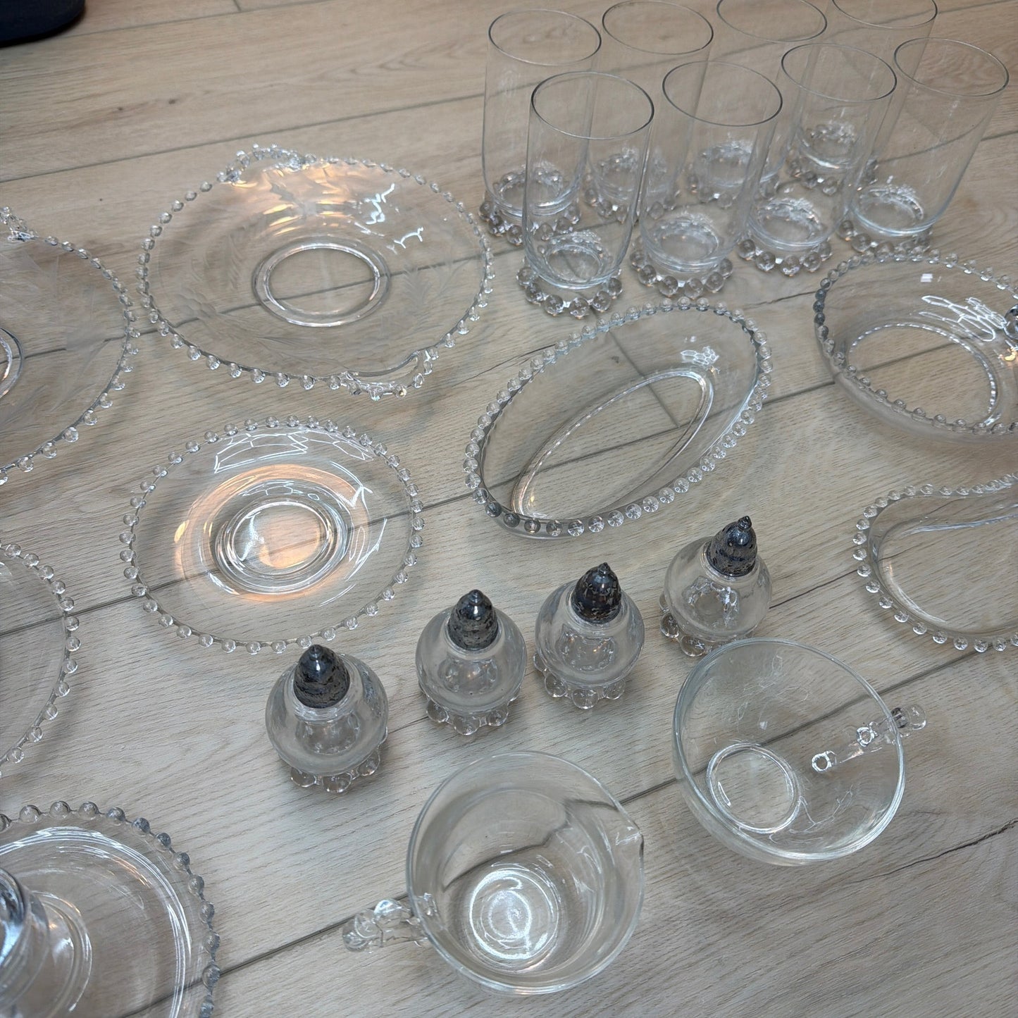 Large Vintage Imperial Glass Candlewick Clear Glassware Mixed Lot