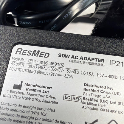 ResMed 369102 90W 24V 3.75A 3-Pin AC Adapter Power Supply