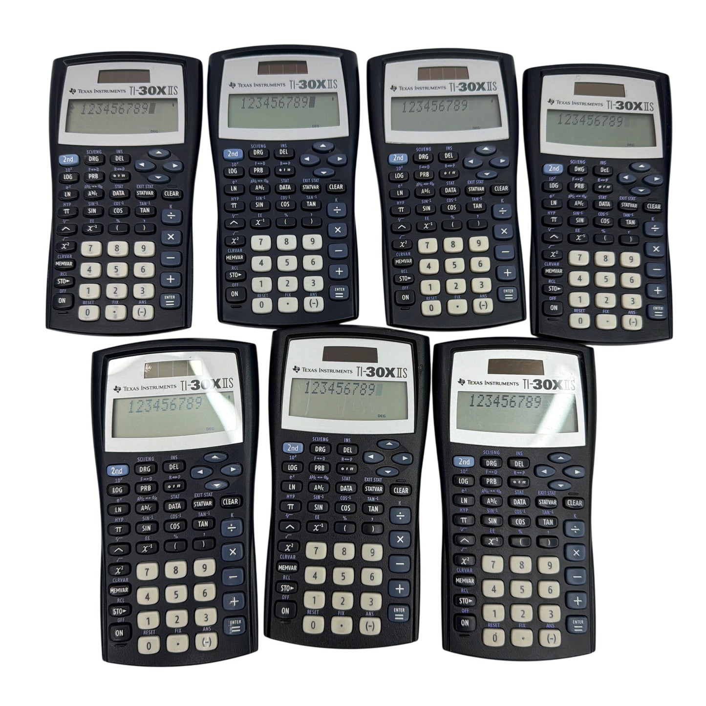 Lot of 7 Texas Instruments TI-30X IIS Scientific Calculators Tested