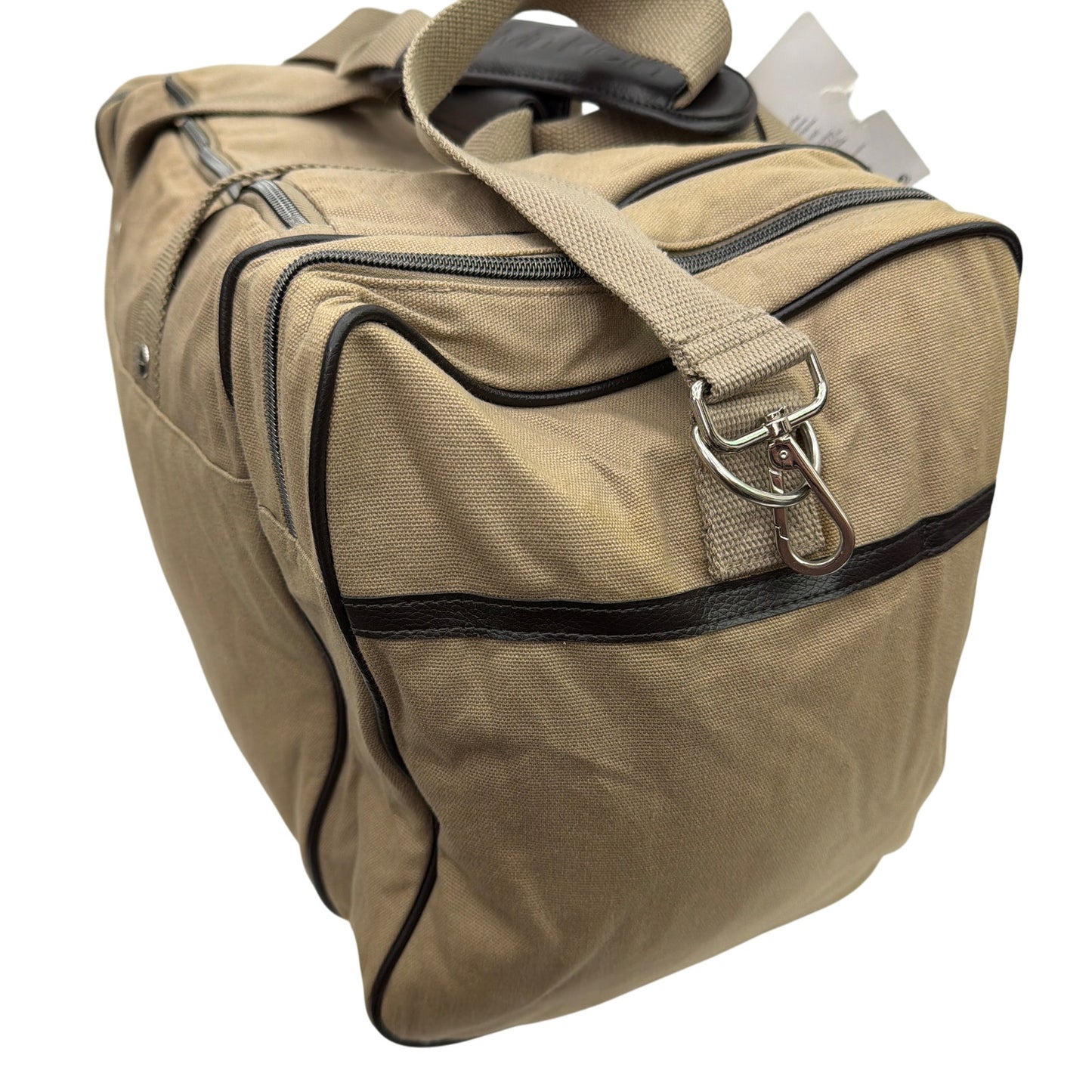 Calvin Klein Tan Canvas Travel Duffle Bag with Black Trim Gift With Purchase