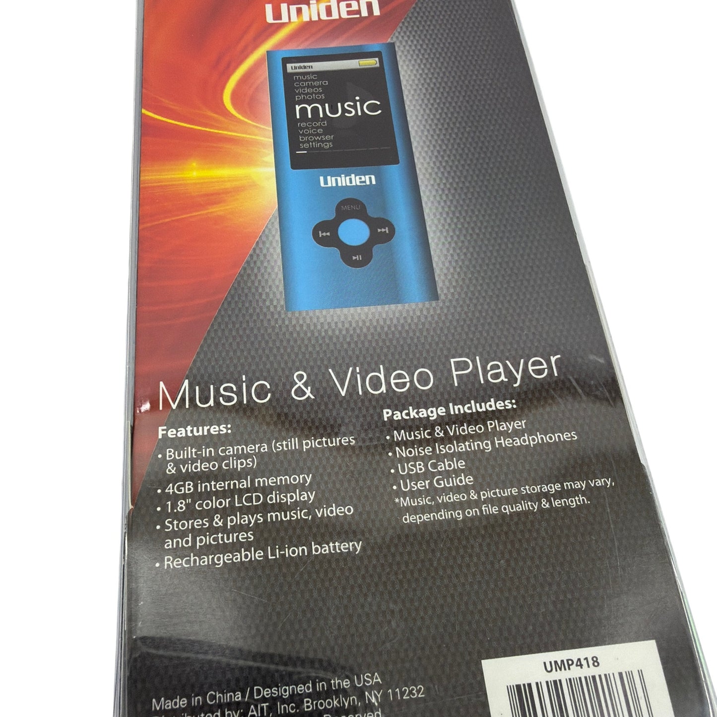 Uniden UMP418 4GB Music & Video Player Blue