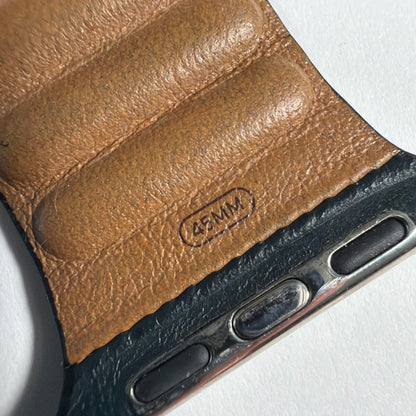 45mm Leather Watch Band Strap Compatible with Apple Watch S/M Blue Brown