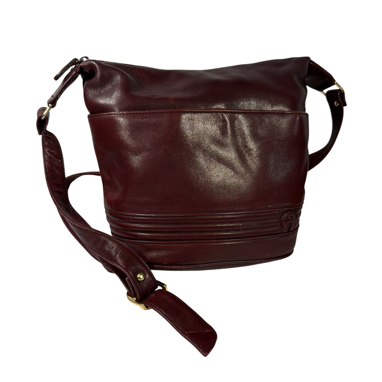 Etienne Aigner Genuine Leather Burgundy Hobo Shoulder Bag