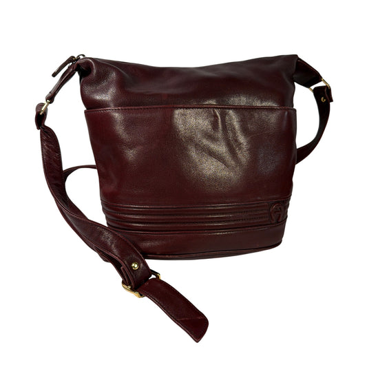 Etienne Aigner Genuine Leather Burgundy Hobo Shoulder Bag