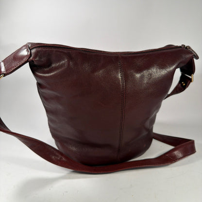 Etienne Aigner Genuine Leather Burgundy Hobo Shoulder Bag