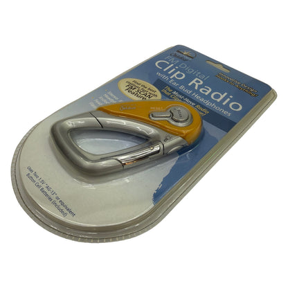 Innovage Outdoor FM Digital Clip Radio with Earbud Headphones Silver Yellow