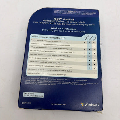 Microsoft Windows 7 Professional 32/64-Bit DVD Set w/ Product Key X15-60616-01