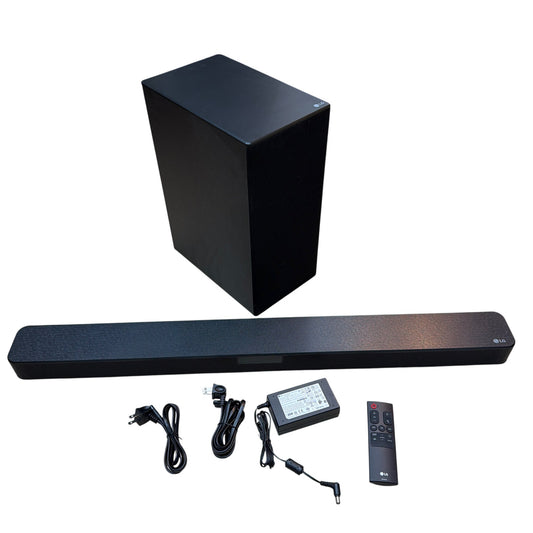LG SN5A Wireless Soundbar with Subwoofer SPN5BM-W Remote and Power Cords