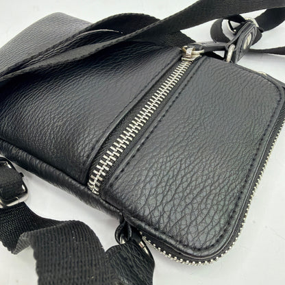 Sondra Roberts Squared Black Leather Crossbody Bag 4.5 x 7.5 x 1