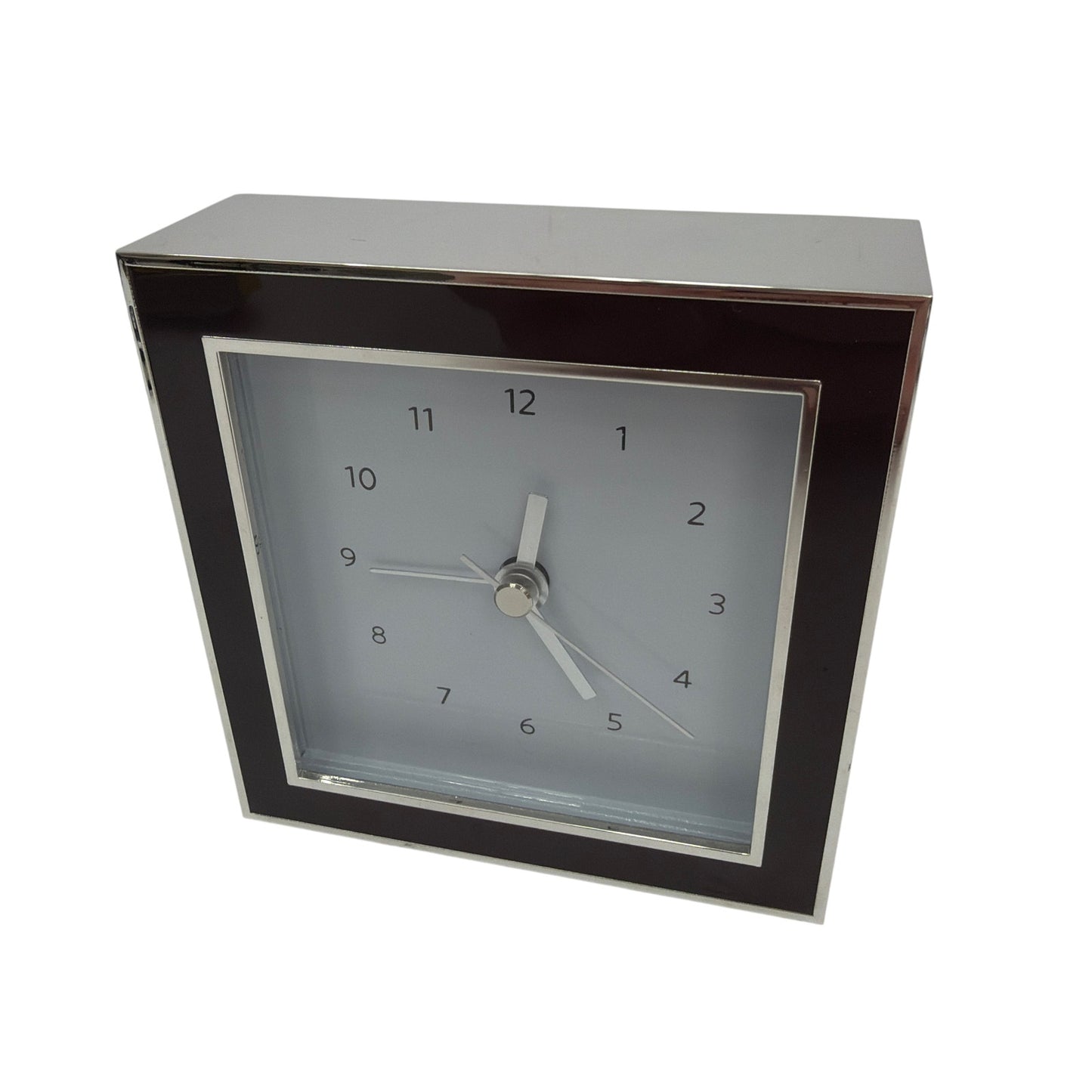 Restoration Hardware Chrome Desk Alarm Clock 4in Square Tested Working