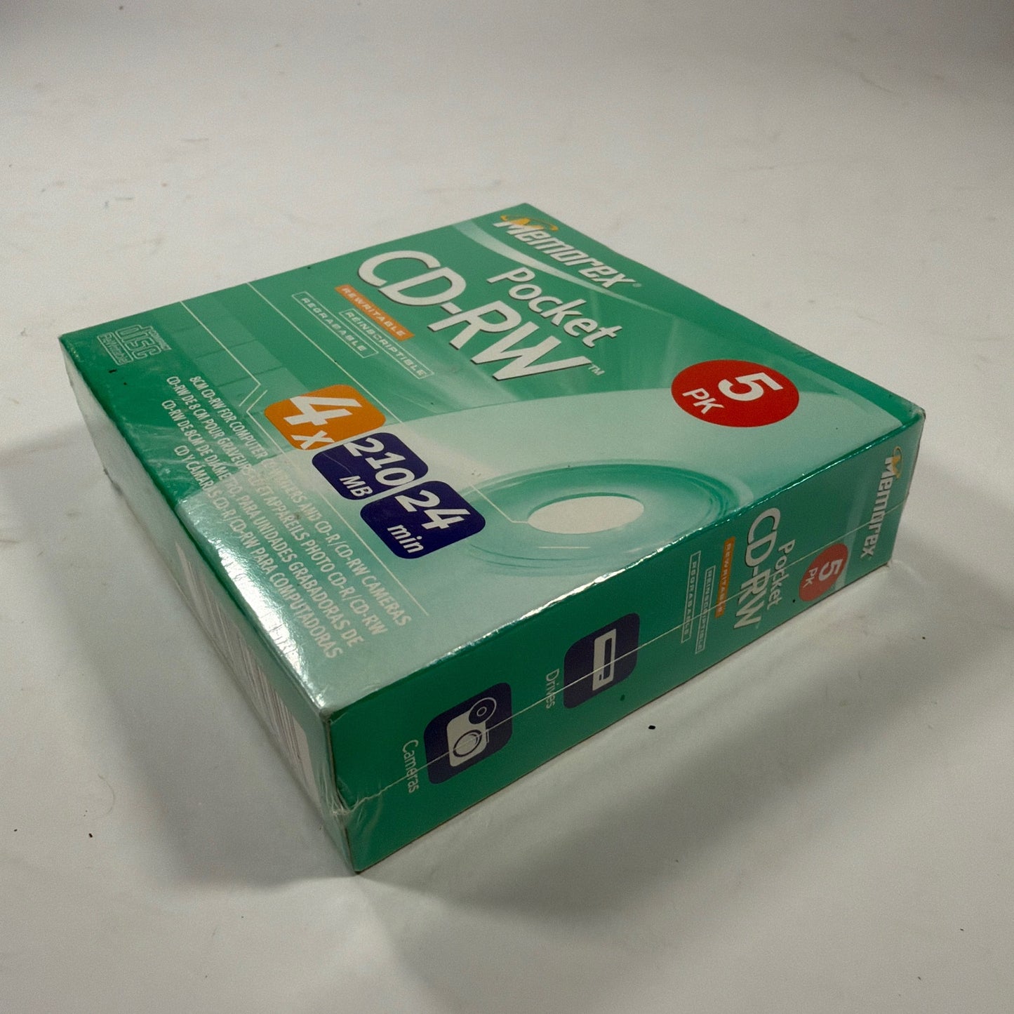 Memorex Pocket CD-RW Mini Discs 8cm 210MB 24min 4X 5-Pack Sealed