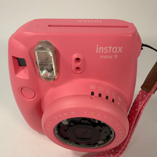 Fujifilm Instax Mini 9 Instant Film Camera Flamingo Pink Tested Working Missing