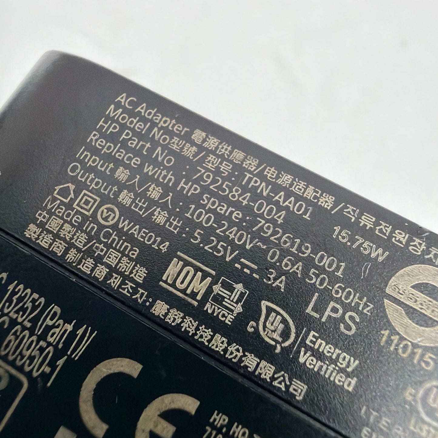 HP USB-C AC Adapter Charger TPN-AA01 15.75W 5.25V 3A OEM