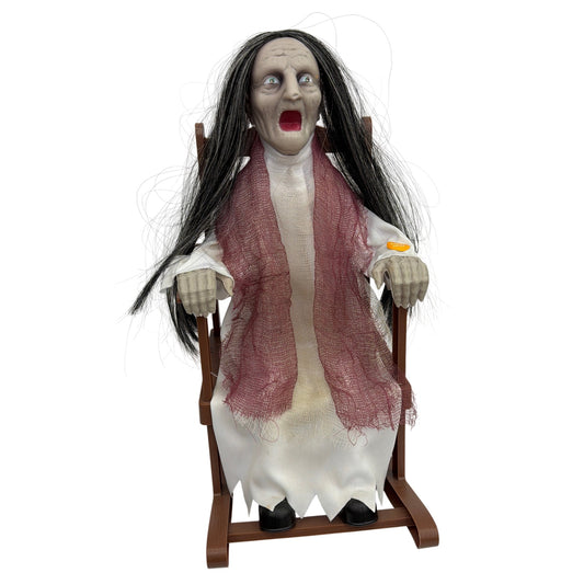 Animated Rocking Chair Granny Halloween Decoration 16 in Tested Working
