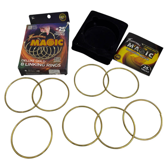 Fantasma Magic Deluxe Gold 8 Linking Rings Set w/ Instructions Ages 7+
