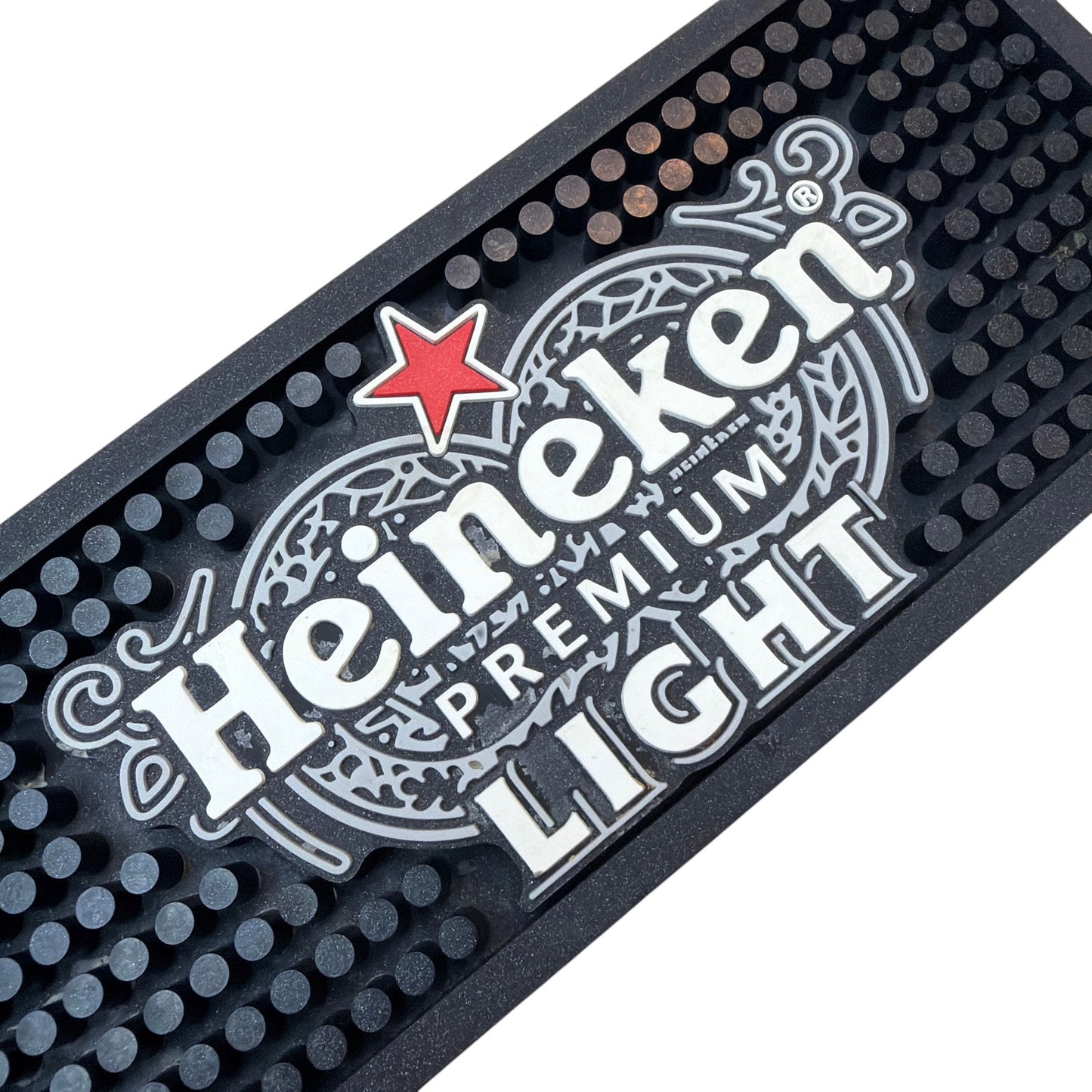 Heineken Premium Light 24 in Rubber Bar Rail Spill Mat Runner Black