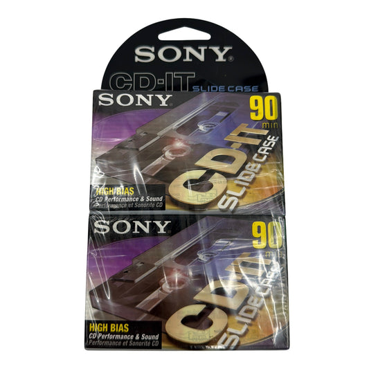 Sony CD-IT High Bias 90 Min Cassette Tapes 2-Pack Slide Case C-90CDT2D Sealed