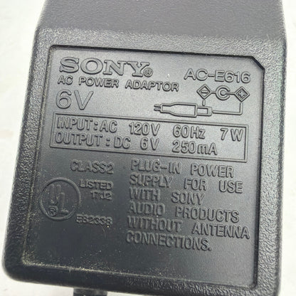 Sony AC-E616 6V 250mA AC Power Adapter Tested Working