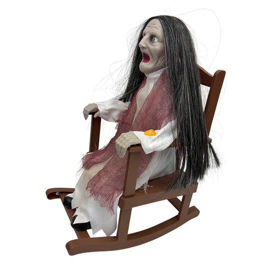 Animated Rocking Chair Granny Halloween Decoration 16 in Tested Working