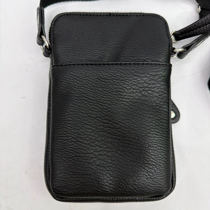 Sondra Roberts Squared Black Leather Crossbody Bag 4.5 x 7.5 x 1