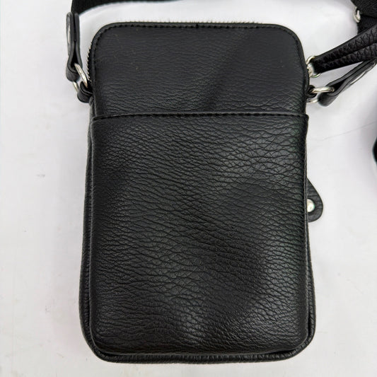 Sondra Roberts Squared Black Leather Crossbody Bag 4.5 x 7.5 x 1