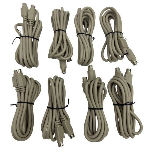 Lot of 8 PS/2 Mini‑DIN 6 Male‑to‑Female Keyboard/Mouse Extension Cables – Beige