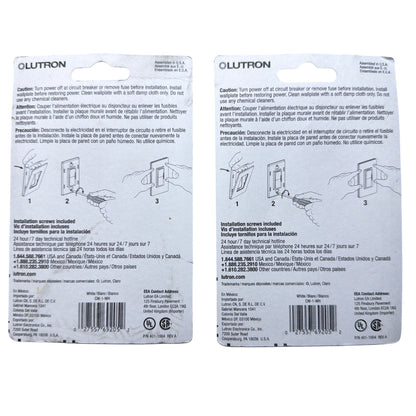2-Pack Lutron Claro CW-1-WH 1-Gang Gloss White Screwless Wallplates
